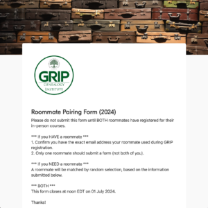 GRIP Roommate Pairing Form 2024